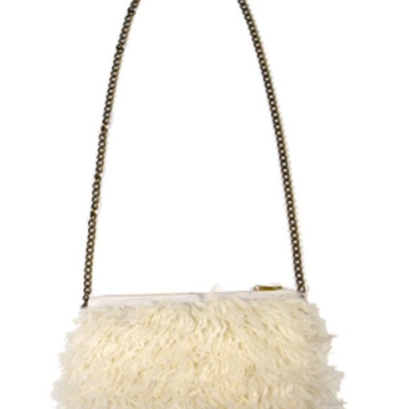 Tibetan Lamb Faux Fur Off White Crossbody Bag - Picture 2 of 2